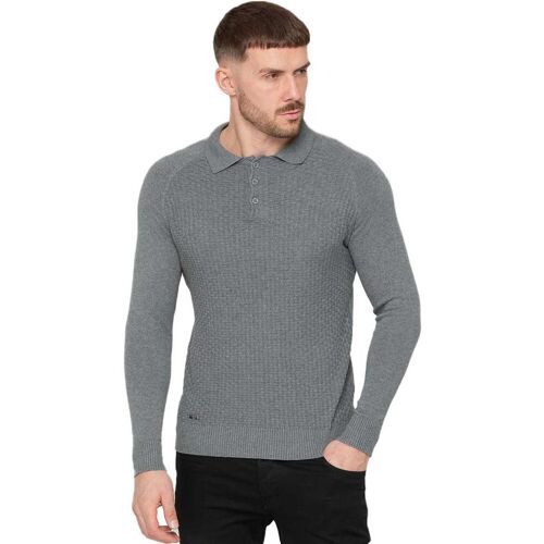Enzo Milano Herren Waffelstrick-Pullover Grau M