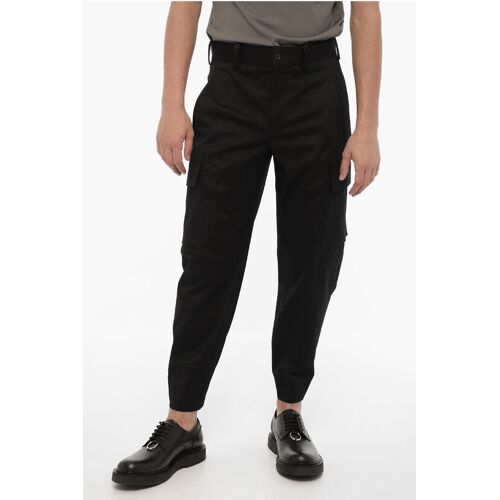 Neil Barrett Loose Fit FIREMAN Cargohose mit Knöchelknopf in Schwarz Schwarz IT50