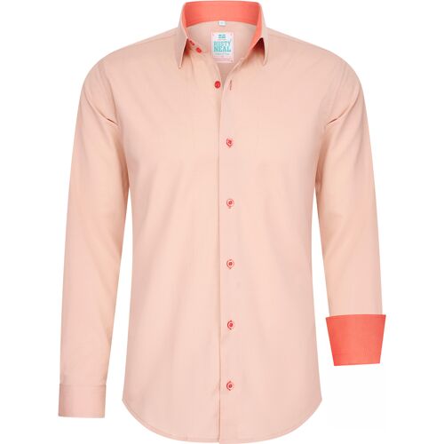 Rusty Neal Pastell Hemd S - 6XL Slim Fit Cotton-Stretch Pfirsich L