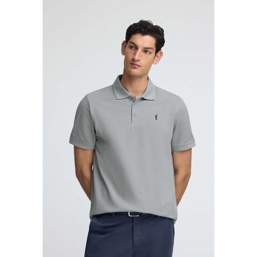 Polo Club Poloshirt blaugrau aus Pikee mit gesticktem Rigby Go-Logo Blau S