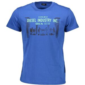 Diesel Blaues Baumwoll-t-shirt Mit Rundhalsausschnitt Und Grafischem Logo Xl Diesel Blaues Baumwoll-t-shirt Mit Rundhalsausschnitt Und Grafischem Logo Xl