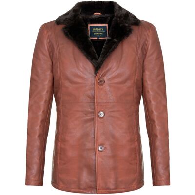 Infinity Leather Herren-Blazerjacke aus Reefer-Leder – Pablo Braun XS Infinity Leather Herren-Blazerjacke aus Reefer-Leder – Pablo Braun XS