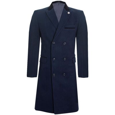 TruClothing Herren 3/4 langer zweireihiger marineblauer Crombie-Mantel aus Wollmantel Peaky Blinders Marine 48 (Brust) TruClothing Herren 3/4 langer zweireihiger marineblauer Crombie-Mantel aus Wollmantel Peaky Blinders Marine 48 (Brust)