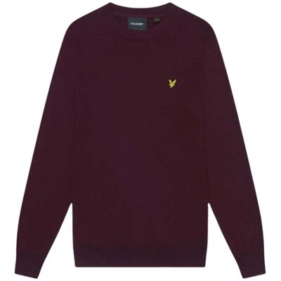 Lyle & Scott Rundhalspullover in sattem Burgunderrot Rot S Lyle & Scott Rundhalspullover in sattem Burgunderrot Rot S