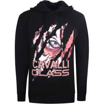 Cavalli Class Peeking Tiger Design Schwarzer Kapuzenpullover Schwarz L Cavalli Class Peeking Tiger Design Schwarzer Kapuzenpullover Schwarz L