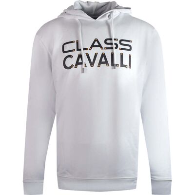 Cavalli Class Reverse Logo Weisser Kapuzenpullover Weiß M Cavalli Class Reverse Logo Weisser Kapuzenpullover Weiß M