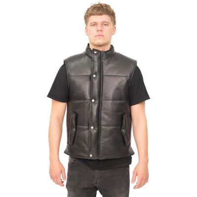Infinity Leather Klassische Herren-Pufferweste aus Leder – Nottingham Schwarz L Infinity Leather Klassische Herren-Pufferweste aus Leder – Nottingham Schwarz L