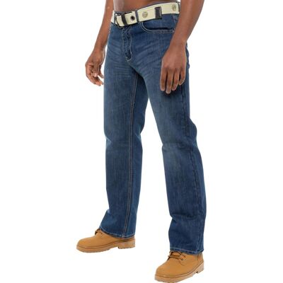 Enzo Herren Regular Fit Denim Jeans mit Gürtel - Blau Blau 30W/32L Enzo Herren Regular Fit Denim Jeans mit Gürtel - Blau Blau 30W/32L