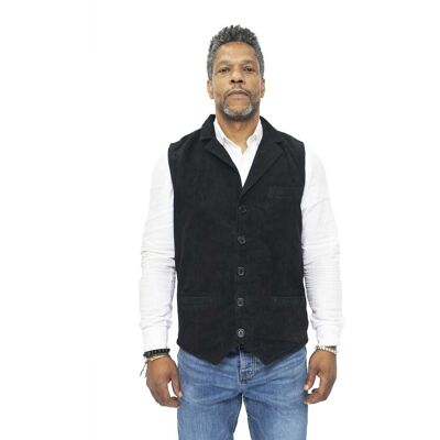 Infinity Leather Klassische Herrenweste aus glattem Ziegenveloursleder-Exeter Schwarz L Infinity Leather Klassische Herrenweste aus glattem Ziegenveloursleder-Exeter Schwarz L
