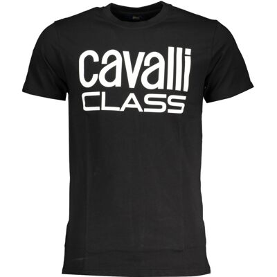 Cavalli Class Bold Weißes Logo Schwarzes T-Shirt Schwarz XL Cavalli Class Bold Weißes Logo Schwarzes T-Shirt Schwarz XL