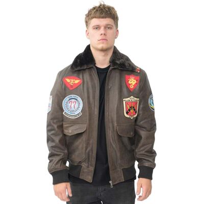 Infinity Leather Braune US-Flieger-Bomberjacke aus Leder für Herren – Warschau Braun M Infinity Leather Braune US-Flieger-Bomberjacke aus Leder für Herren – Warschau Braun M