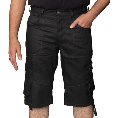 Enzo Herren Cargo Combat Denim Shorts Schwarz 34 (Größe) Enzo Herren Cargo Combat Denim Shorts Schwarz 34 (Größe)