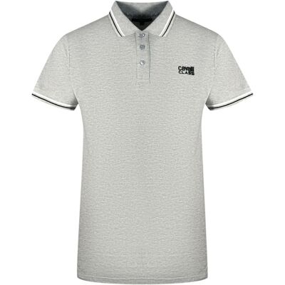 Cavalli Class Poloshirt mit Zwillingskantenkragen in Schwarz mit Logo in Grau Grau 2XL Cavalli Class Poloshirt mit Zwillingskantenkragen in Schwarz mit Logo in Grau Grau 2XL