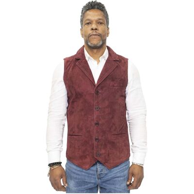 Infinity Leather Klassische Herrenweste aus glattem Ziegenveloursleder-Exeter Burgund L Infinity Leather Klassische Herrenweste aus glattem Ziegenveloursleder-Exeter Burgund L