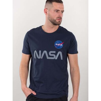 Alpha Industries Herren Nasa Reflexion T-Shirt in Dunkelblau Dunkelblau S Alpha Industries Herren Nasa Reflexion T-Shirt in Dunkelblau Dunkelblau S
