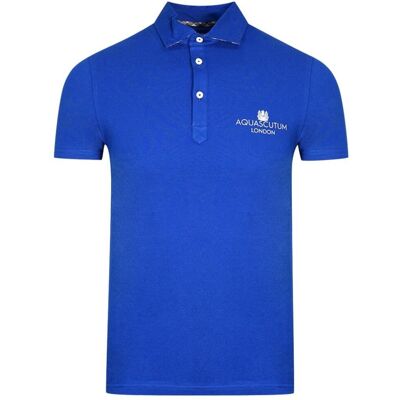 Aquascutum London Bold Logo Blaues Poloshirt Blau L Aquascutum London Bold Logo Blaues Poloshirt Blau L