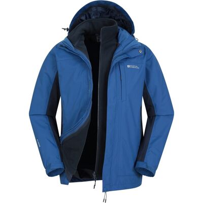 Mountain Warehouse Herren Thunderstorm 3 in 1 Wasserdichte Jacke (Blau) Blau XS Mountain Warehouse Herren Thunderstorm 3 in 1 Wasserdichte Jacke (Blau) Blau XS
