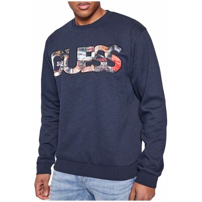 Guess Herren-Pullover mit großem Logo Blau S Guess Herren-Pullover mit großem Logo Blau S