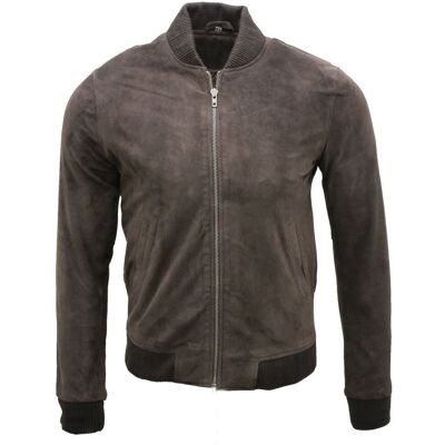 Infinity Leather Varsity-Bomberjacke aus weichem Wildleder Braun L Infinity Leather Varsity-Bomberjacke aus weichem Wildleder Braun L