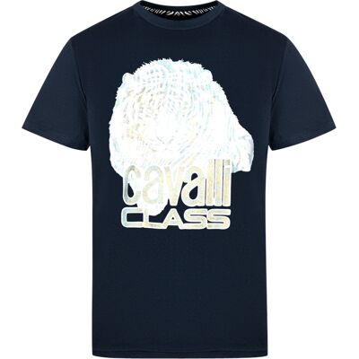 Cavalli Class Großes Tiger-Logo Navy T-Shirt Blau XL Cavalli Class Großes Tiger-Logo Navy T-Shirt Blau XL