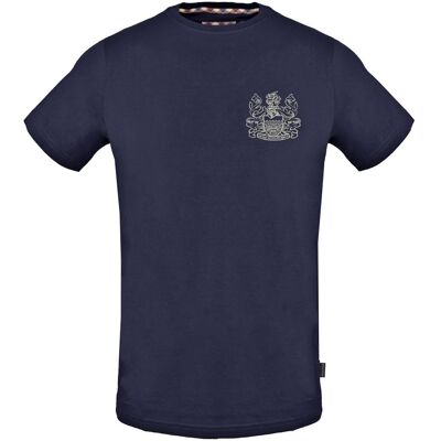 Aquascutum Gesticktes Aldis Logo Marineblau T-Shirt Blau M Aquascutum Gesticktes Aldis Logo Marineblau T-Shirt Blau M