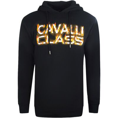 Cavalli Class Fire Logo Schwarzer Kapuzenpullover Schwarz L Cavalli Class Fire Logo Schwarzer Kapuzenpullover Schwarz L