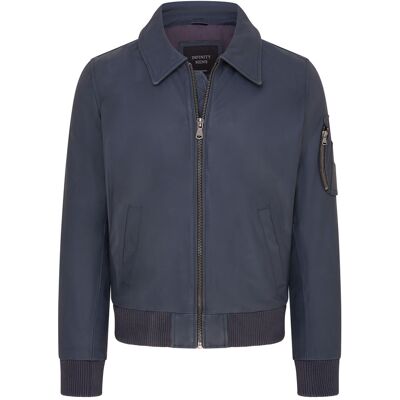 Infinity Leather Marineblaue Bomberjacke aus A2-Rindsleder für Herren - Eura Marine M Infinity Leather Marineblaue Bomberjacke aus A2-Rindsleder für Herren - Eura Marine M