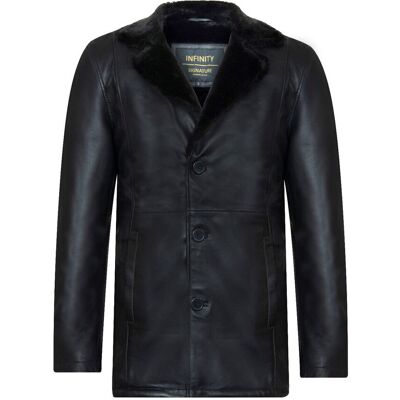 Infinity Leather Herren-Blazerjacke aus Reefer-Leder – Pablo Schwarz XL Infinity Leather Herren-Blazerjacke aus Reefer-Leder – Pablo Schwarz XL