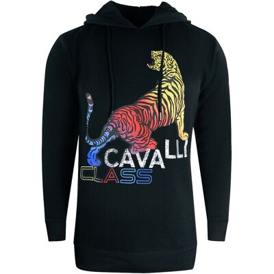 Cavalli Class – Kapuzenpullover mit Tiger-Logo, Schwarz Schwarz L Cavalli Class – Kapuzenpullover mit Tiger-Logo, Schwarz Schwarz L