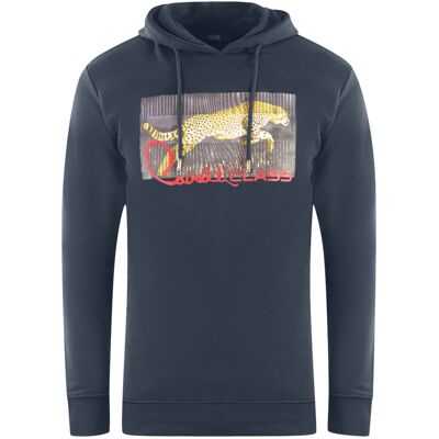 Cavalli Class Sprinting Leopard Logo Navy Blau Hoodie Blau S Cavalli Class Sprinting Leopard Logo Navy Blau Hoodie Blau S