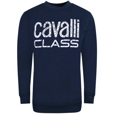 Cavalli Class Bold Floral Design Marineblaues Sweatshirt Marine 2XL Cavalli Class Bold Floral Design Marineblaues Sweatshirt Marine 2XL