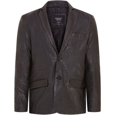 Infinity Leather Schwarze schmale italienische Blazerjacke aus Leder für Herren - Somero Schwarz L Infinity Leather Schwarze schmale italienische Blazerjacke aus Leder für Herren - Somero Schwarz L