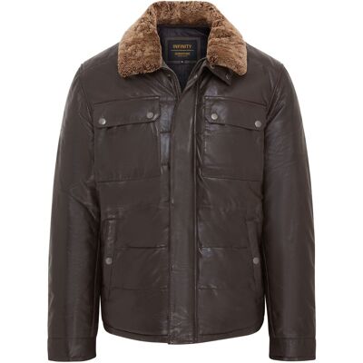 Infinity Leather Braune Steppjacke aus Leder für Herren - Farsund Braun M Infinity Leather Braune Steppjacke aus Leder für Herren - Farsund Braun M