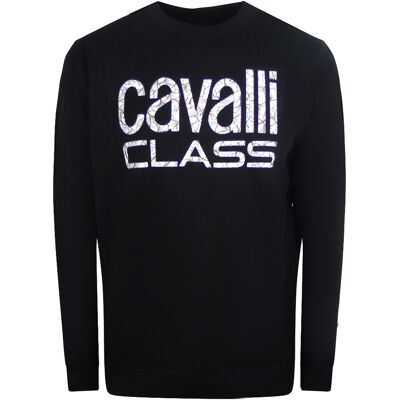 Cavalli Class Bold Floral Design Schwarzes Sweatshirt Schwarz XL Cavalli Class Bold Floral Design Schwarzes Sweatshirt Schwarz XL