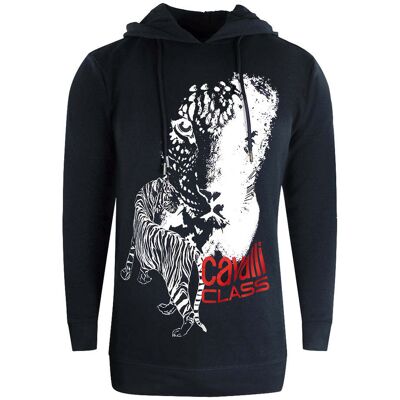 Cavalli Class Kapuzenpullover mit grossem Tiger-Logo in Schwarz Schwarz XL Cavalli Class Kapuzenpullover mit grossem Tiger-Logo in Schwarz Schwarz XL
