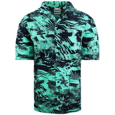Timberland Stretch Herren Grünes Blumen-Sommerhemd Grün S Timberland Stretch Herren Grünes Blumen-Sommerhemd Grün S