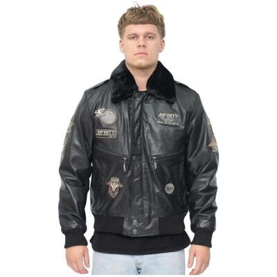 Infinity Leather Herren-Bomberjacke der US Air Force aus Leder – Wellington Schwarz M Infinity Leather Herren-Bomberjacke der US Air Force aus Leder – Wellington Schwarz M