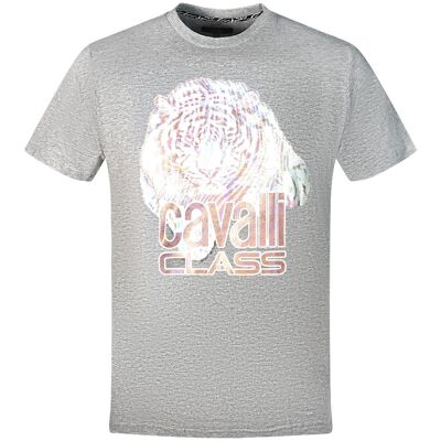 Cavalli Class Großes Tigerlogo Graues T-Shirt Grau XL Cavalli Class Großes Tigerlogo Graues T-Shirt Grau XL