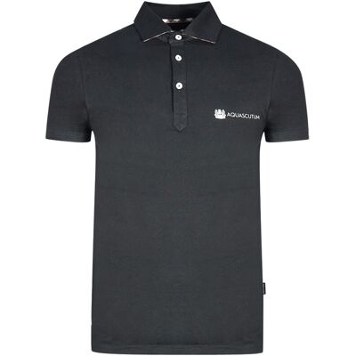 Aquascutum Aldis Crest Block Logo Schwarzes Poloshirt Schwarz S Aquascutum Aldis Crest Block Logo Schwarzes Poloshirt Schwarz S