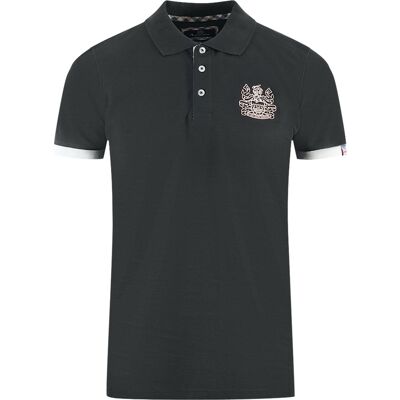 Aquascutum Schwarzes Polohemd mit Marken-Kragen Schwarz M Aquascutum Schwarzes Polohemd mit Marken-Kragen Schwarz M