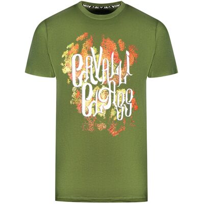 Cavalli Class Bold Logo Grünes T-Shirt Grün L Cavalli Class Bold Logo Grünes T-Shirt Grün L