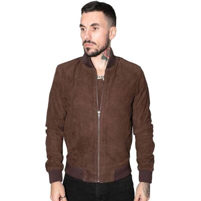 Infinity Leather Herren-Bomberjacke aus Varsity-Leder im Retro-Stil aus Ziegenwildleder – Athen Braun S Infinity Leather Herren-Bomberjacke aus Varsity-Leder im Retro-Stil aus Ziegenwildleder – Athen Braun S