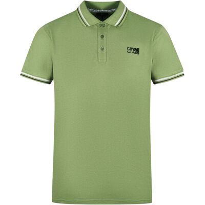 Cavalli Class Zwillings-Besatzkragen Schwarzes Logo Grünes Polo-Shirt Grün M Cavalli Class Zwillings-Besatzkragen Schwarzes Logo Grünes Polo-Shirt Grün M
