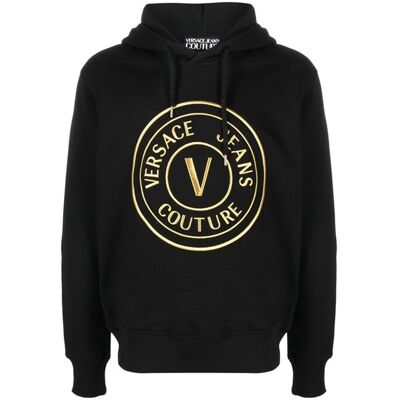 Versace Jeans Schwarzes Baumwoll-Logo Details Hoodie Sweatshirt Schwarz XS Versace Jeans Schwarzes Baumwoll-Logo Details Hoodie Sweatshirt Schwarz XS