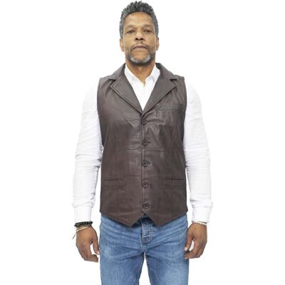 Infinity Leather Herren Smart Classic Lederweste-Bristol Braun 2XL Infinity Leather Herren Smart Classic Lederweste-Bristol Braun 2XL