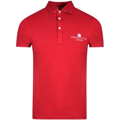 Aquascutum London Bold Logo Rotes Poloshirt Rot M Aquascutum London Bold Logo Rotes Poloshirt Rot M