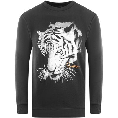 Cavalli Class Tiger Silhouette Logo Schwarzes Sweatshirt Schwarz L Cavalli Class Tiger Silhouette Logo Schwarzes Sweatshirt Schwarz L