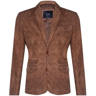 Infinity Leather Blazer, Wildlederjacke, weicher italienischer Ledermantel Bräunen XS Infinity Leather Blazer, Wildlederjacke, weicher italienischer Ledermantel Bräunen XS