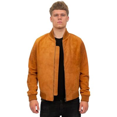 Infinity Leather Herren-Bomberjacke aus Varsity-Leder im Retro-Stil aus Ziegenwildleder – Athen Bräunen M Infinity Leather Herren-Bomberjacke aus Varsity-Leder im Retro-Stil aus Ziegenwildleder – Athen Bräunen M