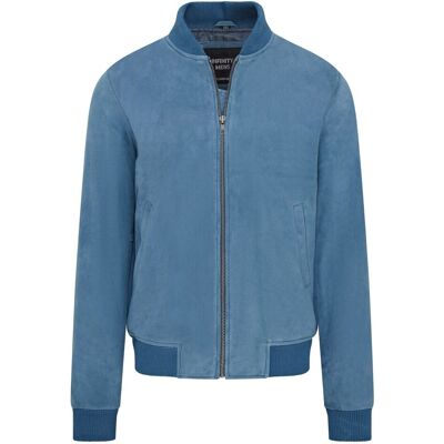 Infinity Leather Weiche MA-1 Varsity Bomberjacke aus Ziegenwildleder f�r Herren - Dalian Blau 2XL Infinity Leather Weiche MA-1 Varsity Bomberjacke aus Ziegenwildleder f�r Herren - Dalian Blau 2XL